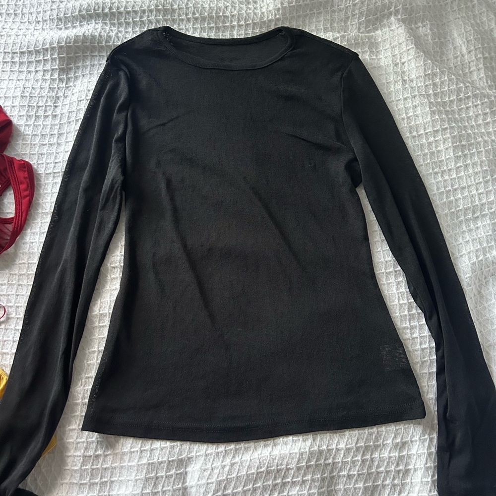 Classic Sheer Black Long Sleeve Top